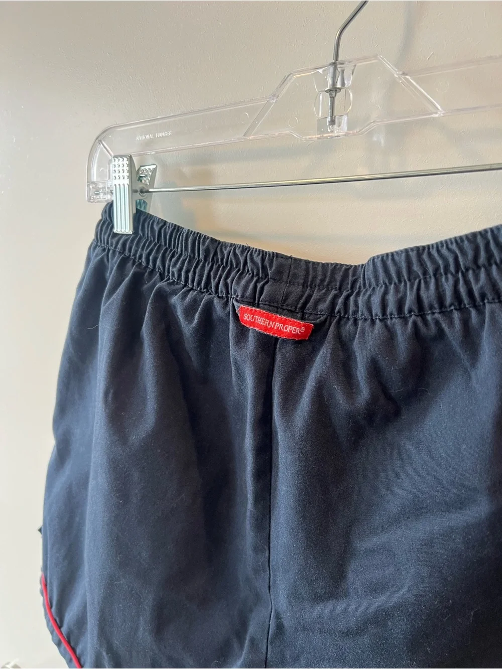 Vintage Southern Proper Navy Swim Trunks with Red Trim